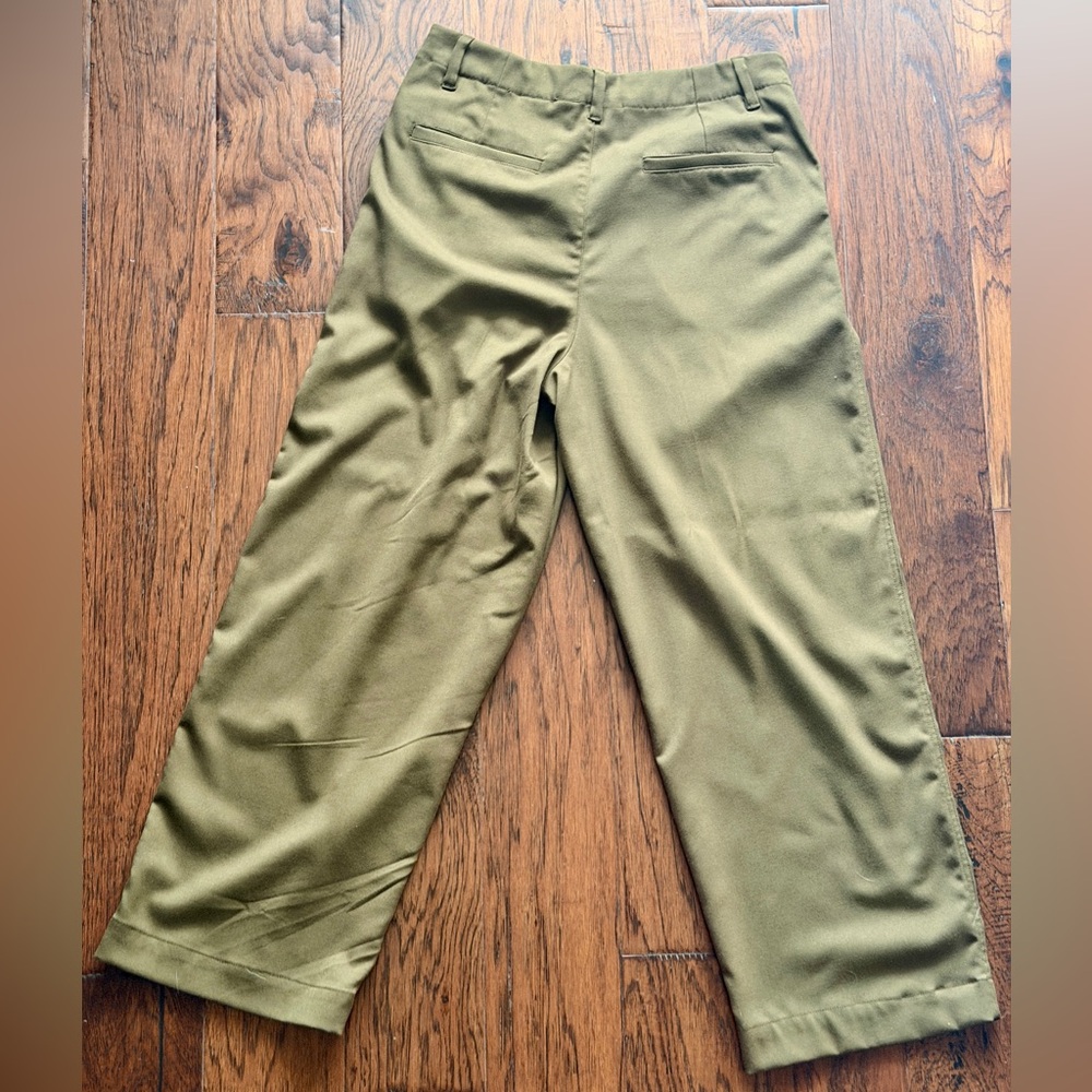 Standard Cloth Jason Relaxed Pleated Trouser Pant in Olive - Picture 3 of 6
